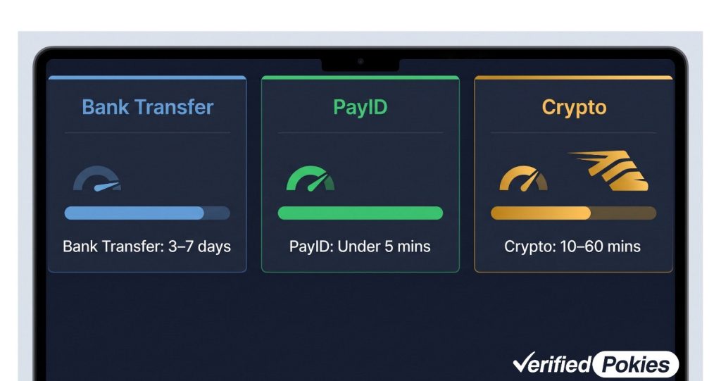 Bank Transfer vs PayID vs Crypto: Casino Withdrawal Speed Compared
